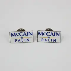 Lot of 2 McCain-Palin Campaign Rectangular Pinback Buttons