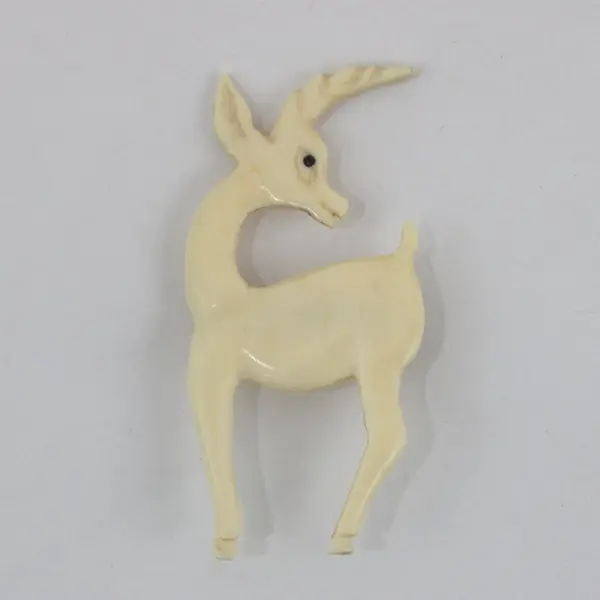 Vintage White Celluloid Deer Brooch Pin 3 Inch