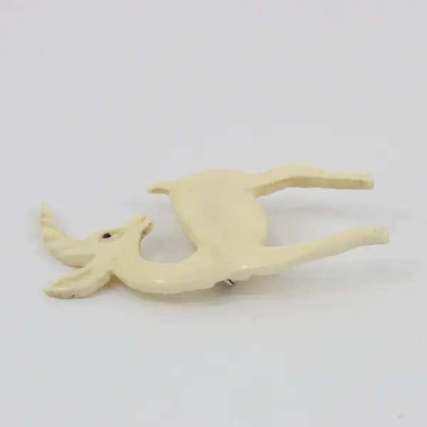 Vintage White Celluloid Deer Brooch Pin 3 Inch