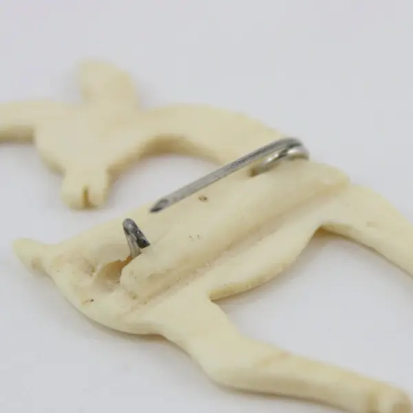 Vintage White Celluloid Deer Brooch Pin 3 Inch