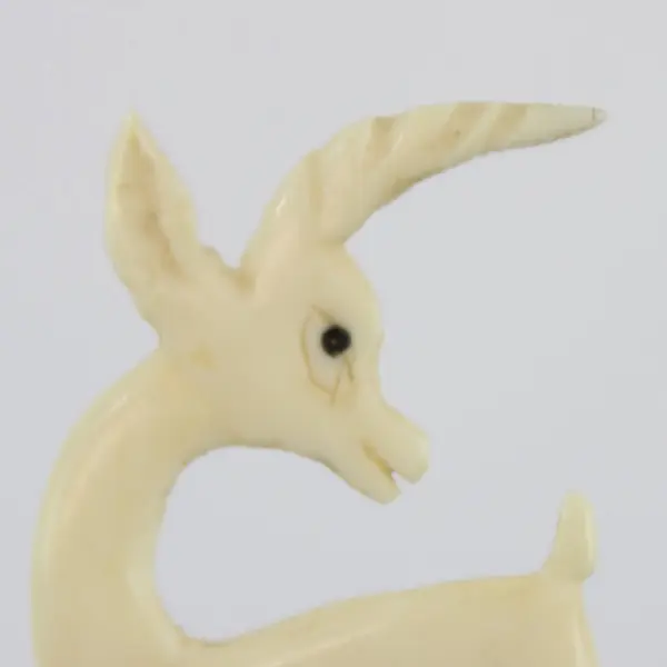 Vintage White Celluloid Deer Brooch Pin 3 Inch