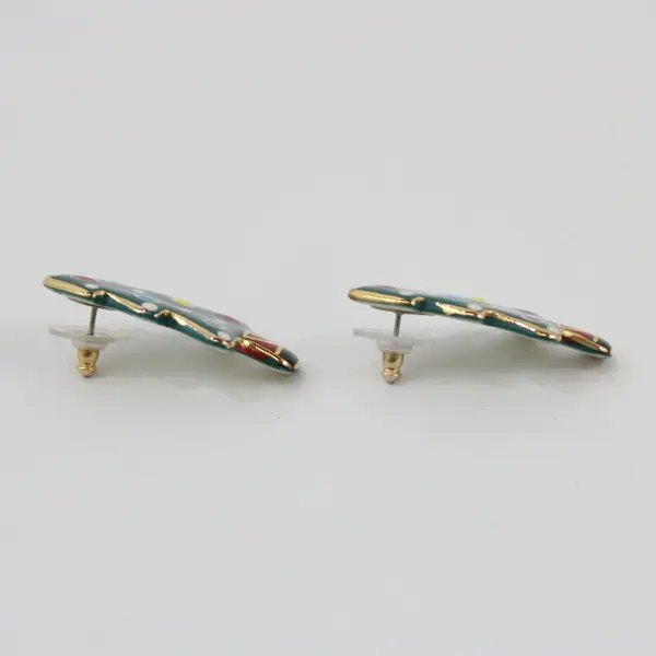 Multicolor Enamel Christmas Tree Stud Earrings