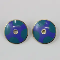 Laurel Burch Medina Blue Enamel Earrings Teal Gold Tone 1 Inch