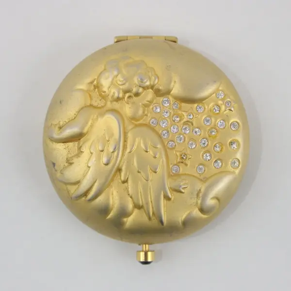 Estée Lauder February Angel Gold Tone Powder Compact Empty