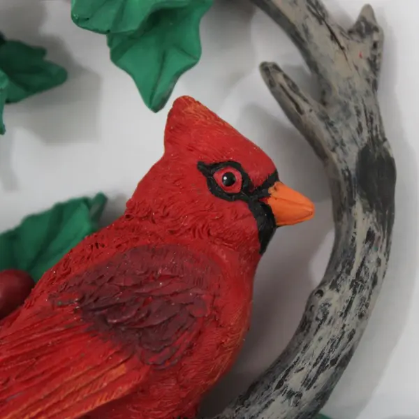Ceramic Cardinal Wreath Christmas Hanging Ornament Red Green