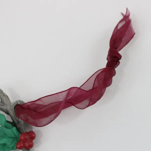 Ceramic Cardinal Wreath Christmas Hanging Ornament Red Green