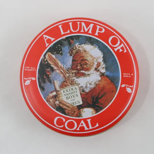 Lump of Coal Christmas Tin Santa Extra Naughty Gift Holder