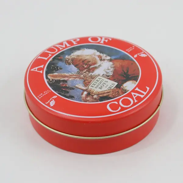 Lump of Coal Christmas Tin Santa Extra Naughty Gift Holder