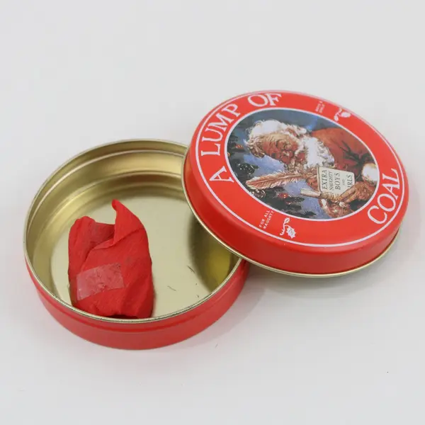 Lump of Coal Christmas Tin Santa Extra Naughty Gift Holder