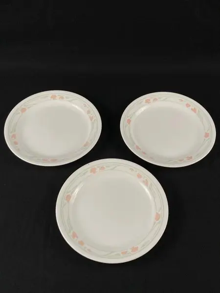 Lot of 3 Corelle Peach Garland Discontinued Floral Bread Dessert Plates 7"
