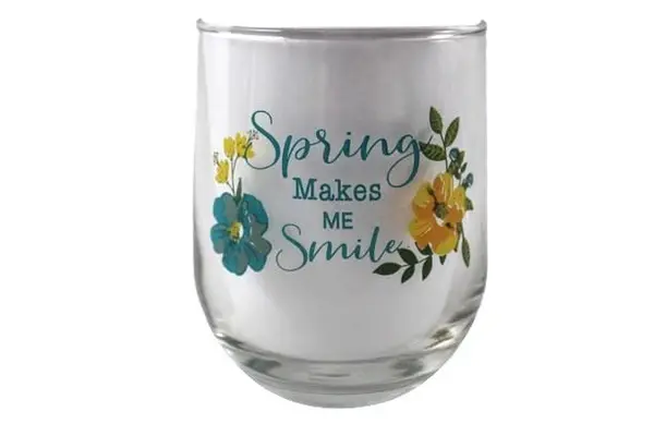 Lot of 2 Handpainted Spring Makes Me Smile Stemless Tumblers