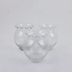 Lot of 3 Clear Glass Ruffled Crimped Rim Ivy Vases 5.25"