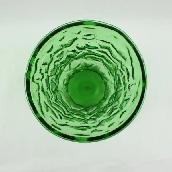 Emerald Green Crinkle Glass Sculptural Textured Vase 7.75 in