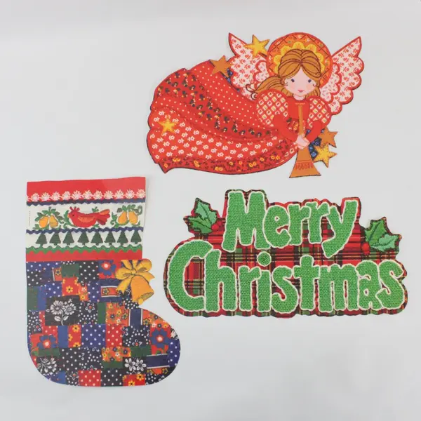 VTG 1980 Hallmark Christmas Cut-Out Cards Lot of 3 For Wall & Window Decorations