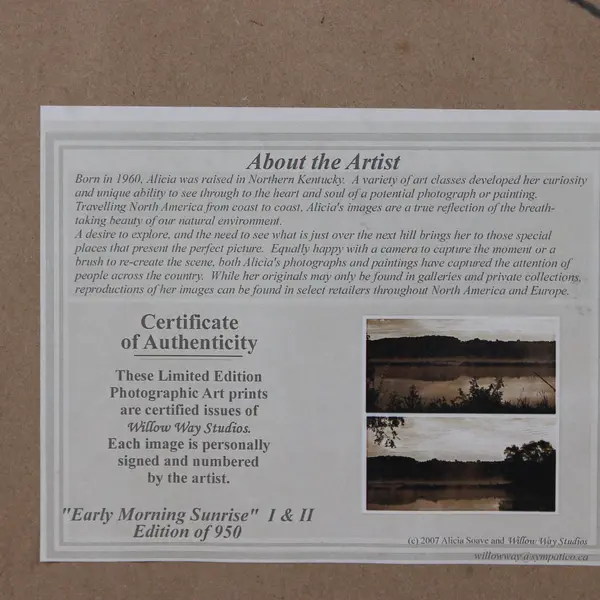 Alicia Soave Signed Early Morning Sunrise Framed Art Print 374/950 27x19