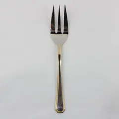 Towle Silver Beacon Hill Pattern Gold Accent 18/8 SS Med Cold Meat Serving Fork