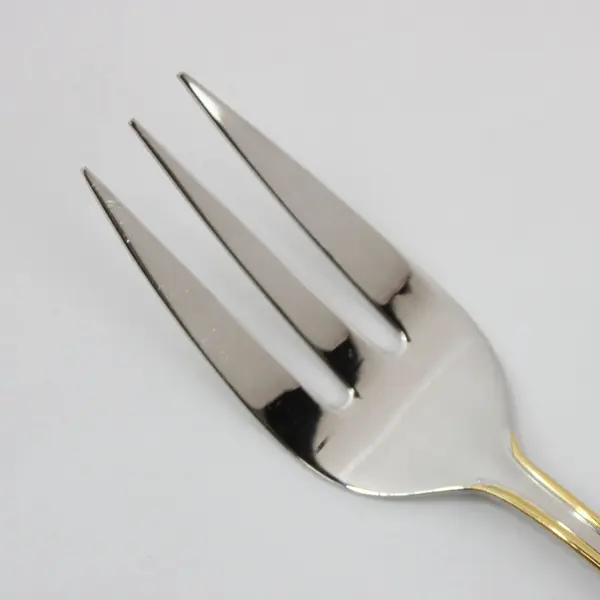 Towle Silver Beacon Hill Pattern Gold Accent 18/8 SS Med Cold Meat Serving Fork
