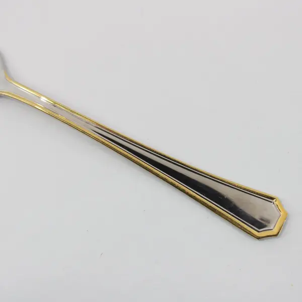 Towle Silver Beacon Hill Pattern Gold Accent 18/8 SS Med Cold Meat Serving Fork