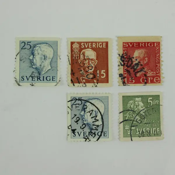 Lot Of 5 Sweden Sverige Used Postage Stamps Swedish Portraits