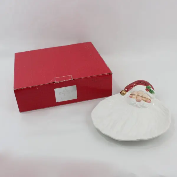 Fitz and Floyd Holiday Mr. Claus Santa Canape Plate Christmas Serving Dish