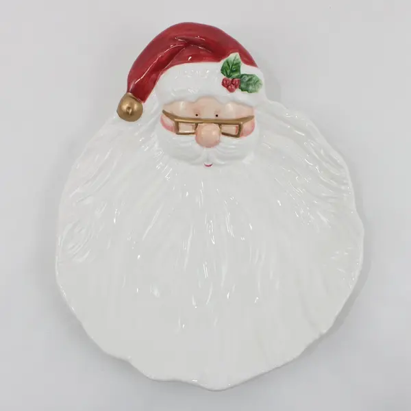 Fitz and Floyd Holiday Mr. Claus Santa Canape Plate Christmas Serving Dish