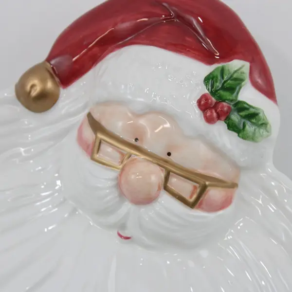 Fitz and Floyd Holiday Mr. Claus Santa Canape Plate Christmas Serving Dish