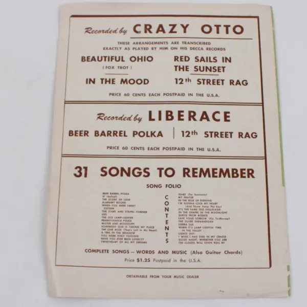 Melody of Love Vocal Edition Tom Glazer Lyrics H Engelmann Music Sheet