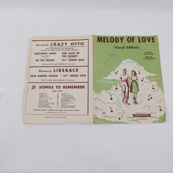 Melody of Love Vocal Edition Tom Glazer Lyrics H Engelmann Music Sheet