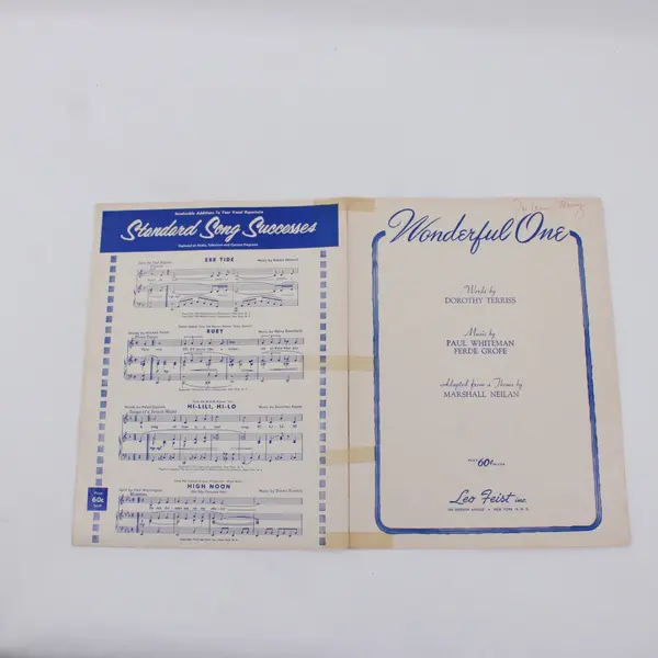 Wonderful One Sheet Music Dorothy Terriss Paul Whiteman Leo Feist