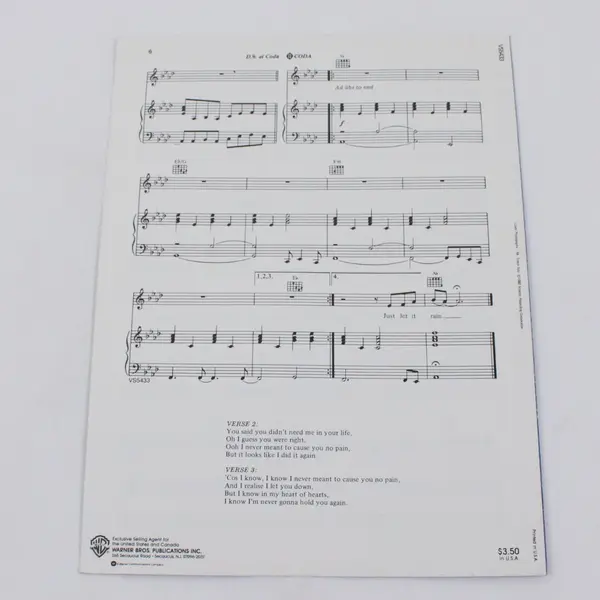Phil Collins I Wish It Would Rain Down Vintage Sheet Music Booklet