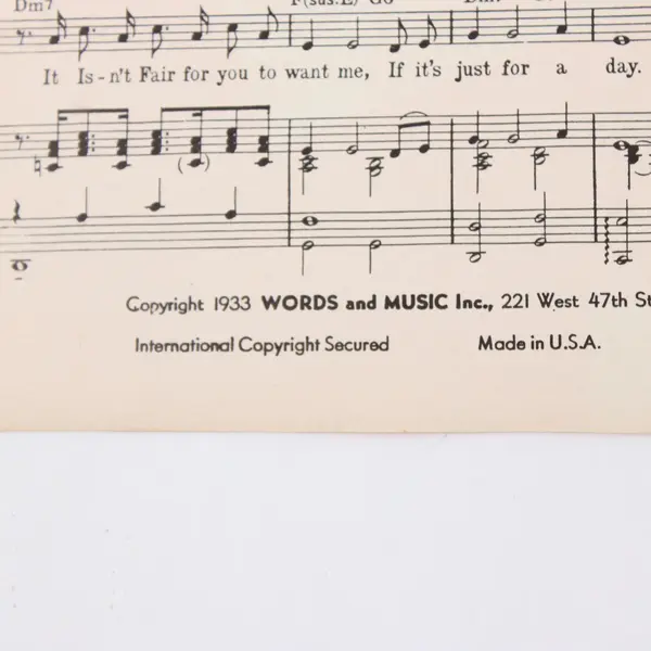 It Isn't Fair Bill Farrell Sheet Music Song Words & Music Inc.