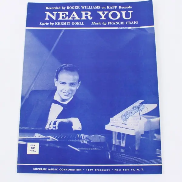Roger Williams Near You Sheet Music Piano Vocal Kapp Records