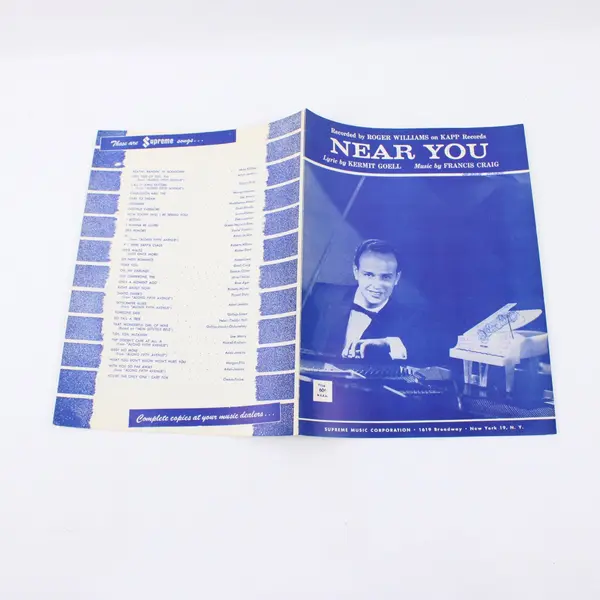 Roger Williams Near You Sheet Music Piano Vocal Kapp Records
