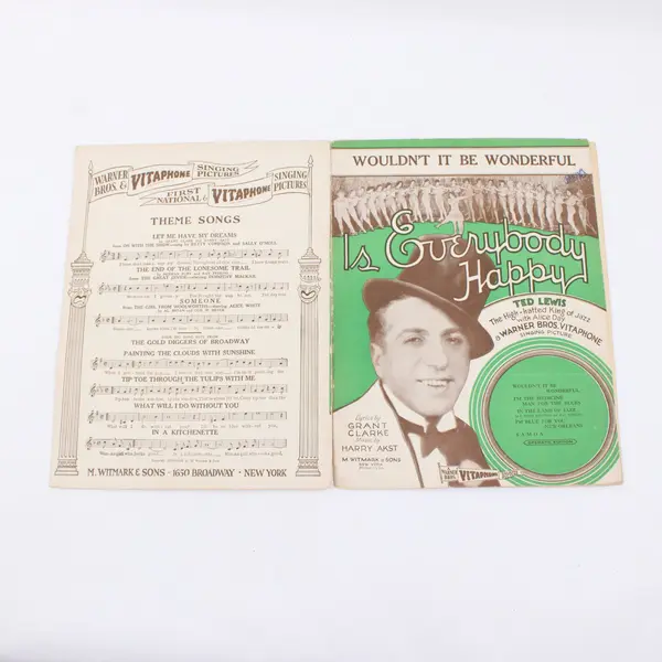 1929 Ted Lewis Sheet Music Wouldn't It Be Wonderful Is Everybody Happy