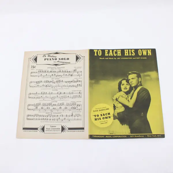1946 To Each His Own Sheet Music Jay Livingston Ray Evans Paramount Film