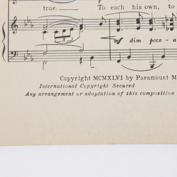 1946 To Each His Own Sheet Music Jay Livingston Ray Evans Paramount Film