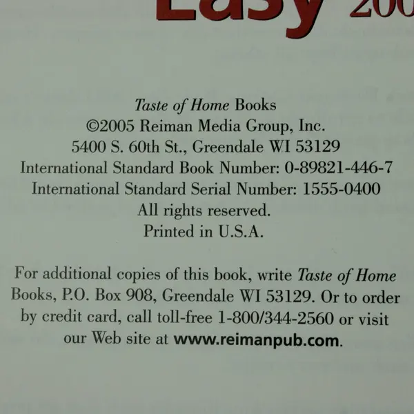 Taste of Home's Weeknight Cooking Made Easy Cookbook 2005