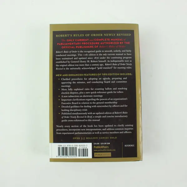 Robert's Rules of Order Newly Revised 11th Edition Paperback Reference