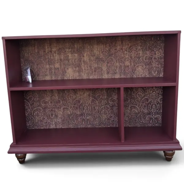 Refinished Vtg Freestanding Solid Wood Bookshelf Burgundy Painted - Local Pickup