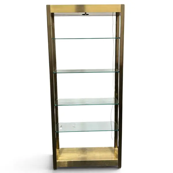 Freestanding Metal Display Shelf w/ 5 Glass Shelves Built in Light -Local Pickup