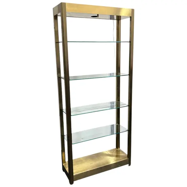 Freestanding Metal Display Shelf w/ 5 Glass Shelves Built in Light -Local Pickup