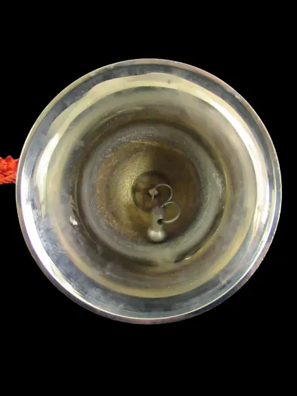 Silver Tone Metal Reindeer Bell with Red Rope Handle - Christmas Decor