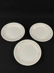 Lot of 3 Corelle Peach Garland Discontinued Floral Bread Dessert Plates 7"