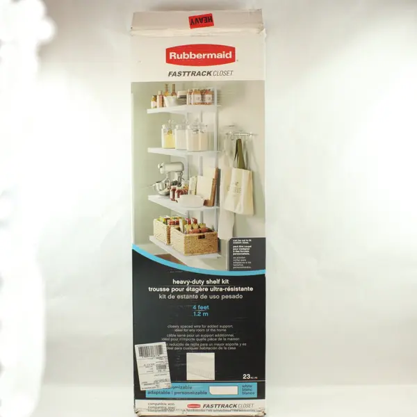 Rubbermaid FastTrack Heavy-Duty Closet Shelf Kit White Open Box