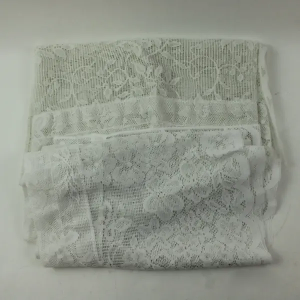 Homestead Fabrics White Floral Lace Valance Cafe Curtain Set 2 Pc