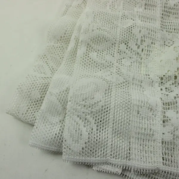 Homestead Fabrics White Floral Lace Valance Cafe Curtain Set 2 Pc
