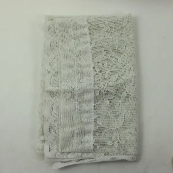 Homestead Fabrics White Floral Lace Valance Cafe Curtain Set 2 Pc
