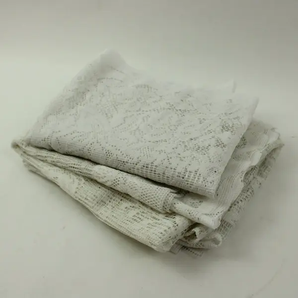 Homestead Fabrics White Floral Lace Valance Cafe Curtain Set 2 Pc