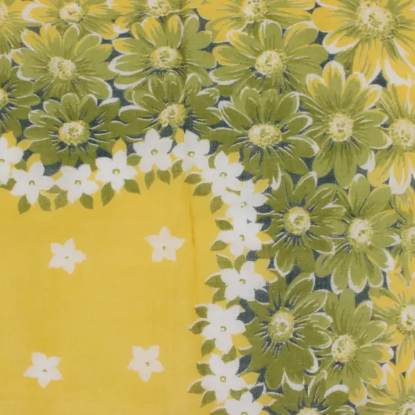Vintage Yellow Green Floral Print Handkerchief