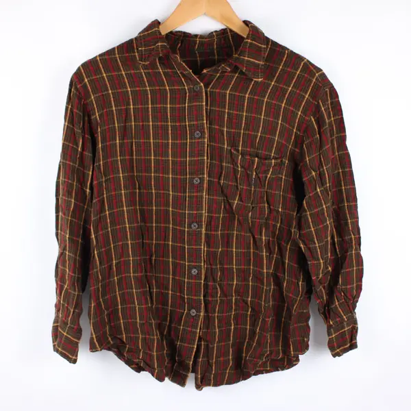 Ralph Lauren Women's Large Plaid Long Sleeve Button-Up Shirt